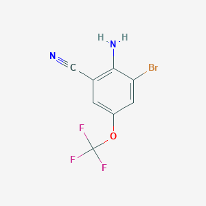 molecular formula C8H4BrF3N2O B14801918 Benzonitrile, 2-amino-3-bromo-5-(trifluoromethoxy)- 