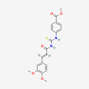 molecular formula C20H20N2O5S B14801944 methyl 4-({[(2E)-3-(3,4-dimethoxyphenyl)prop-2-enoyl]carbamothioyl}amino)benzoate 