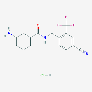 molecular formula C16H19ClF3N3O B14802008 (1R,3S)-3-amino-N-[[4-cyano-2-(trifluoromethyl)phenyl]methyl]cyclohexanecarboxamide;hydrochloride 