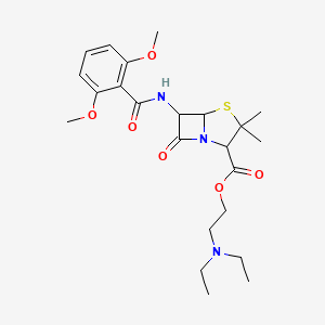 molecular formula C23H33N3O6S B14802066 2-(diethylamino)ethyl 6-[(2,6-dimethoxybenzoyl)amino]-3,3-dimethyl-7-oxo-4-thia-1-azabicyclo[3.2.0]heptane-2-carboxylate 