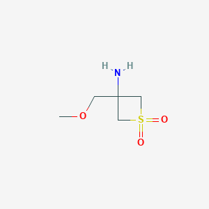 molecular formula C5H11NO3S B14802078 3-(Methoxymethyl)-1,1-dioxo-thietan-3-amine 