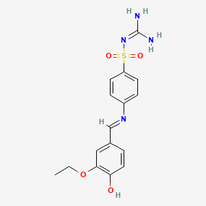 molecular formula C16H18N4O4S B14802143 N-carbamimidoyl-4-{[(E)-(3-ethoxy-4-hydroxyphenyl)methylidene]amino}benzenesulfonamide 