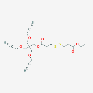 molecular formula C22H30O7S2 B14802156 Ethyl 3-((3-oxo-3-(3-(prop-2-yn-1-yloxy)-2,2-bis((prop-2-yn-1-yloxy)methyl)propoxy)propyl)disulfanyl)propanoate 