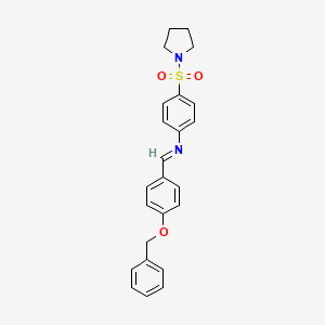molecular formula C24H24N2O3S B14802160 N-{(E)-[4-(benzyloxy)phenyl]methylidene}-4-(pyrrolidin-1-ylsulfonyl)aniline 