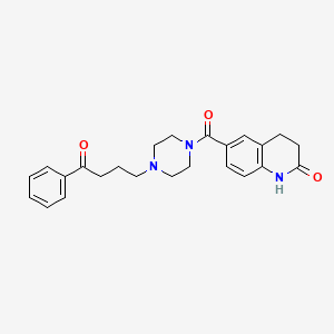 molecular formula C24H27N3O3 B14802164 Piperazine, 1-(4-oxo-4-phenylbutyl)-4-[(1,2,3,4-tetrahydro-2-oxo-6-quinolinyl)carbonyl]- 