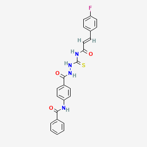 molecular formula C24H19FN4O3S B14802195 N-{4-[(2-{[(2E)-3-(4-fluorophenyl)prop-2-enoyl]carbamothioyl}hydrazinyl)carbonyl]phenyl}benzamide 