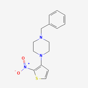 molecular formula C15H17N3O2S B14802425 1-Benzyl-4-(2-nitro-3-thienyl)piperazine 
