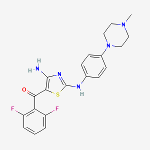 molecular formula C21H21F2N5OS B14802482 (4-Amino-2-((4-(4-methylpiperazin-1-yl)phenyl)amino)thiazol-5-yl)(2,6-difluorophenyl)methanone 