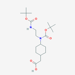 molecular formula C20H36N2O6 B14802591 Cyclohexaneacetic acid, 4-[[(1,1-dimethylethoxy)carbonyl][2-[[(1,1-dimethylethoxy)carbonyl]amino]ethyl]amino]-, trans- CAS No. 1613269-64-9