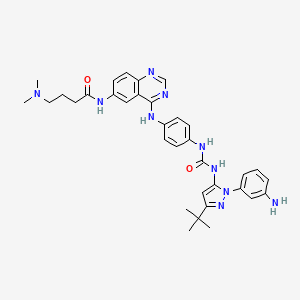 molecular formula C34H40N10O2 B14802662 N-(4-{[4-({[1-(3-Aminophenyl)-3-Tert-Butyl-1h-Pyrazol-5-Yl]carbamoyl}amino)phenyl]amino}quinazolin-6-Yl)-4-(Dimethylamino)butanamide 