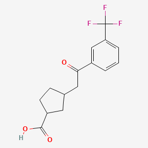 molecular formula C15H15F3O3 B14802669 cis-3-[2-Oxo-2-(3-trifluoromethylphenyl)-ethyl]cyclopentane-1-carboxylic acid 