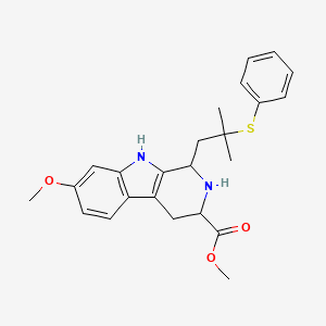 molecular formula C24H28N2O3S B14802950 methyl 7-methoxy-1-(2-methyl-2-phenylsulfanylpropyl)-2,3,4,9-tetrahydro-1H-pyrido[3,4-b]indole-3-carboxylate 