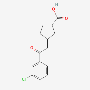 molecular formula C14H15ClO3 B14803011 cis-3-[2-(3-Chlorophenyl)-2-oxoethyl]-cyclopentane-1-carboxylic acid 