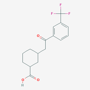 molecular formula C16H17F3O3 B14803047 cis-3-[2-Oxo-2-(3-trifluoromethylphenyl)-ethyl]cyclohexane-1-carboxylic acid 