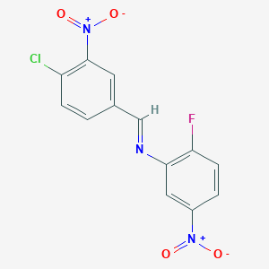 molecular formula C13H7ClFN3O4 B14803130 N-[(E)-(4-chloro-3-nitrophenyl)methylidene]-2-fluoro-5-nitroaniline 