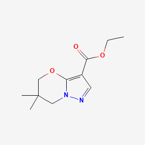 molecular formula C11H16N2O3 B14803181 ethyl 6,6-dimethyl-6,7-dihydro-5H-pyrazolo[5,1-b][1,3]oxazine-3-carboxylate 