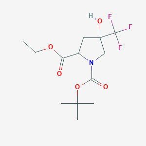 molecular formula C13H20F3NO5 B14803232 1-Tert-butyl 2-ethyl 4-hydroxy-4-(trifluoromethyl)pyrrolidine-1,2-dicarboxylate 