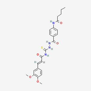 molecular formula C24H28N4O5S B14803424 N-{4-[(2-{[(2E)-3-(3,4-dimethoxyphenyl)prop-2-enoyl]carbamothioyl}hydrazinyl)carbonyl]phenyl}pentanamide 