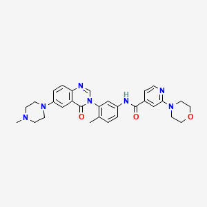 molecular formula C30H33N7O3 B14803538 N-[4-Methyl-3-[6-(4-Methylpiperazin-1-Yl)-4-Oxidanylidene-Quinazolin-3-Yl]phenyl]-2-Morpholin-4-Yl-Pyridine-4-Carboxamide 