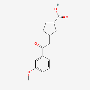 molecular formula C15H18O4 B14803601 cis-3-[2-(3-Methoxyphenyl)-2-oxoethyl]-cyclopentane-1-carboxylic acid 