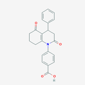 molecular formula C22H19NO4 B148037 4-(2,5-Dioxo-4-phenyl-3,4,5,6,7,8-hexahydro-2H-quinolin-1-yl)-benzoic acid CAS No. 132600-15-8