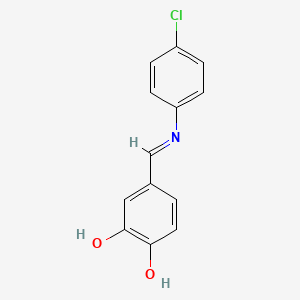 molecular formula C13H10ClNO2 B14803795 4-{(E)-[(4-chlorophenyl)imino]methyl}benzene-1,2-diol 