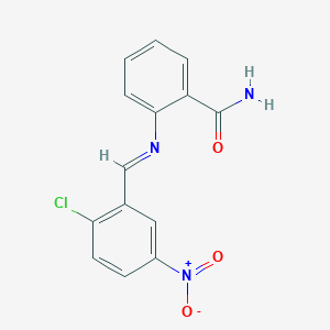 molecular formula C14H10ClN3O3 B14803872 2-{[(E)-(2-chloro-5-nitrophenyl)methylidene]amino}benzamide 