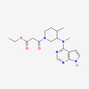 molecular formula C18H25N5O3 B14803873 ethyl 3-[4-methyl-3-[methyl(7H-pyrrolo[2,3-d]pyrimidin-4-yl)amino]piperidin-1-yl]-3-oxopropanoate 