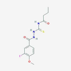 molecular formula C13H16IN3O3S B14804228 N-({2-[(3-iodo-4-methoxyphenyl)carbonyl]hydrazinyl}carbonothioyl)butanamide 