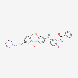 molecular formula C33H30FN3O5 B14804584 N-[2-Fluoro-5-({9-[2-(Morpholin-4-Yl)ethoxy]-11-Oxo-6,11-Dihydrodibenzo[b,E]oxepin-3-Yl}amino)phenyl]benzamide 
