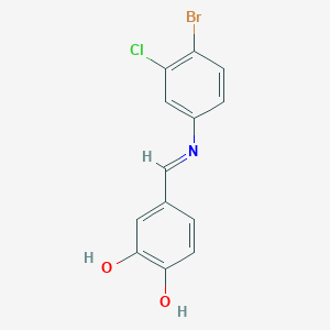 molecular formula C13H9BrClNO2 B14804721 Benzene-1,2-diol, 4-(4-bromo-3-chlorophenyliminomethyl)- 