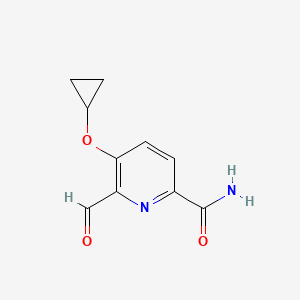 molecular formula C10H10N2O3 B14804923 5-Cyclopropoxy-6-formylpicolinamide 