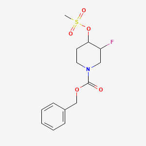 molecular formula C14H18FNO5S B14804993 Benzyl Trans-3-fluoro-4-((methylsulfonyl)oxy)piperidine-1-carboxylate racemate 