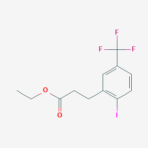 molecular formula C12H12F3IO2 B14805146 Ethyl 3-(2'-iodo-5'-(trifluoromethyl)phenyl)propionate 