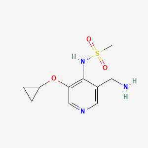molecular formula C10H15N3O3S B14805246 N-(3-(Aminomethyl)-5-cyclopropoxypyridin-4-YL)methanesulfonamide 