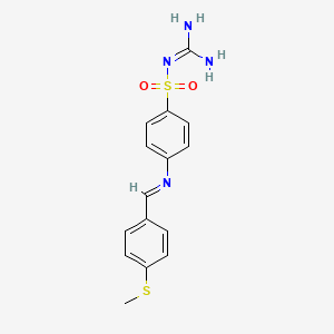 molecular formula C15H16N4O2S2 B14805311 N-carbamimidoyl-4-({(E)-[4-(methylsulfanyl)phenyl]methylidene}amino)benzenesulfonamide 