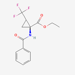 molecular formula C14H14F3NO3 B14805420 ethyl (1S)-1-benzamido-2-(trifluoromethyl)cyclopropane-1-carboxylate 