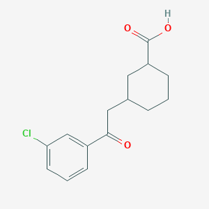 molecular formula C15H17ClO3 B14805797 cis-3-[2-(3-Chlorophenyl)-2-oxoethyl]-cyclohexane-1-carboxylic acid 
