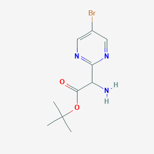 molecular formula C10H14BrN3O2 B14806096 Tert-butyl 2-amino-2-(5-bromopyrimidin-2-yl)acetate 
