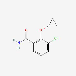 molecular formula C10H10ClNO2 B14806115 3-Chloro-2-cyclopropoxybenzamide 