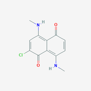 molecular formula C12H11ClN2O2 B148062 2-Chloro-4,8-bis(methylamino)-1,5-naphthoquinone CAS No. 135790-40-8