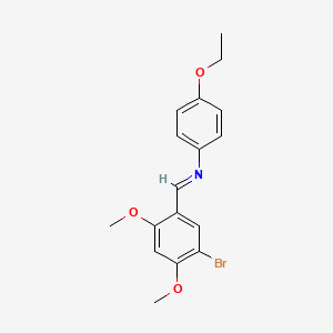 molecular formula C17H18BrNO3 B14806328 Benzenamine, N-(5-bromo-2,4-dimethoxybenzylidene)-4-ethoxy- 