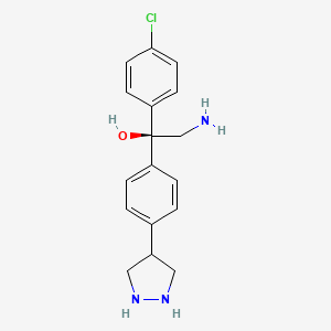 molecular formula C17H20ClN3O B14806364 Benzenemethanol, a-(aminomethyl)-a-(4-chlorophenyl)-4-(1H-pyrazol-4-yl)-, (aS)-;Benzenemethanol, a-(aminomethyl)-a-(4-chlorophenyl)-4-(1H-pyrazol-4-yl)-, (aS)- 