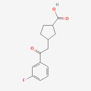 molecular formula C14H15FO3 B14806943 cis-3-[2-(3-Fluorophenyl)-2-oxoethyl]-cyclopentane-1-carboxylic acid 