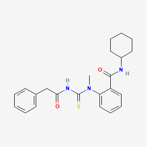molecular formula C23H27N3O2S B14807528 N-cyclohexyl-2-{methyl[(phenylacetyl)carbamothioyl]amino}benzamide 