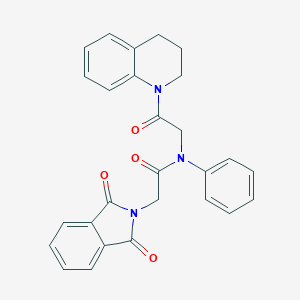 molecular formula C27H23N3O4 B148077 N-[2-(3,4-dihydro-2H-quinolin-1-yl)-2-oxoethyl]-2-(1,3-dioxoisoindol-2-yl)-N-phenylacetamide CAS No. 138564-17-7