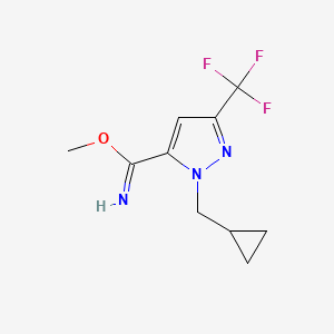 molecular formula C10H12F3N3O B1480800 methyl 1-(cyclopropylmethyl)-3-(trifluoromethyl)-1H-pyrazole-5-carbimidate CAS No. 2098036-55-4