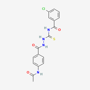 molecular formula C17H15ClN4O3S B14808020 N-[(2-{[4-(acetylamino)phenyl]carbonyl}hydrazinyl)carbonothioyl]-3-chlorobenzamide 