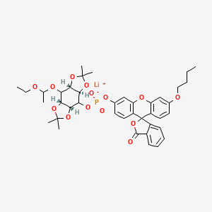 molecular formula C40H46LiO14P B14808121 lithium;(6'-butoxy-3-oxospiro[2-benzofuran-1,9'-xanthene]-3'-yl) [(1R,3R,7R,9S)-8-(1-ethoxyethoxy)-5,5,11,11-tetramethyl-4,6,10,12-tetraoxatricyclo[7.3.0.03,7]dodecan-2-yl] phosphate 