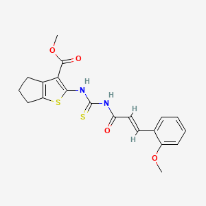 molecular formula C20H20N2O4S2 B14808203 methyl 2-({[(2E)-3-(2-methoxyphenyl)prop-2-enoyl]carbamothioyl}amino)-5,6-dihydro-4H-cyclopenta[b]thiophene-3-carboxylate 